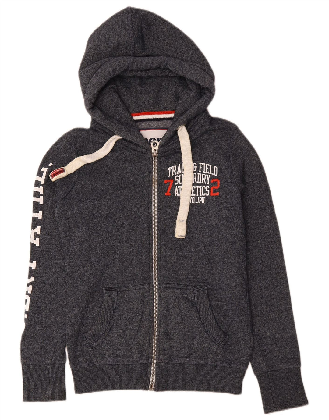 Felpa con cappuccio e zip grafica da uomo SUPERDRY per atletica leggera XS in cotone grigio