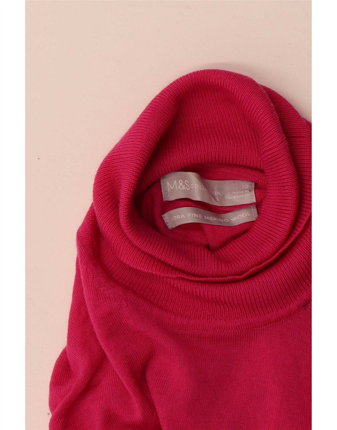 Maglione maglione a collo alto da donna Marks & Spencer UK 12 Rosa medio