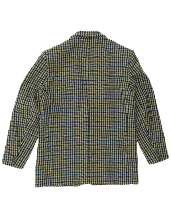 MONTEZEMOLO Giacca blazer da uomo a 2 bottoni UK 40 grande lana a quadri verdi