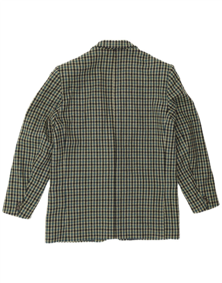 MONTEZEMOLO Giacca blazer da uomo a 2 bottoni UK 40 grande lana a quadri verdi