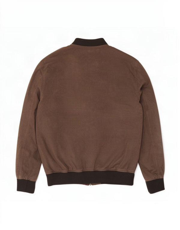 Zara Mens Bomber Jacket UK 40 Large Brown Polyester