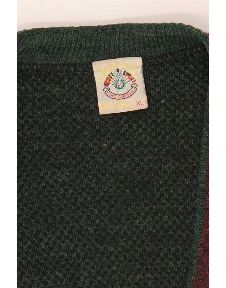 Maglione cardigan da uomo vintage XL in lana verde