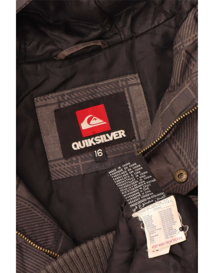 Giubbotto bomber con cappuccio Quiksilver da ragazzo 15-16 anni in poliestere a quadri grigio