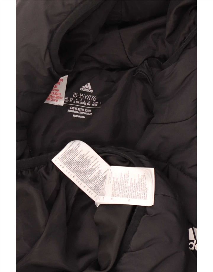 Giacca imbottita con cappuccio Adidas da ragazzo 15-16 anni in poliestere nero