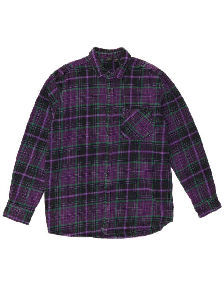 Camicia in flanella da uomo Pull & Bear XL in cotone a quadri viola