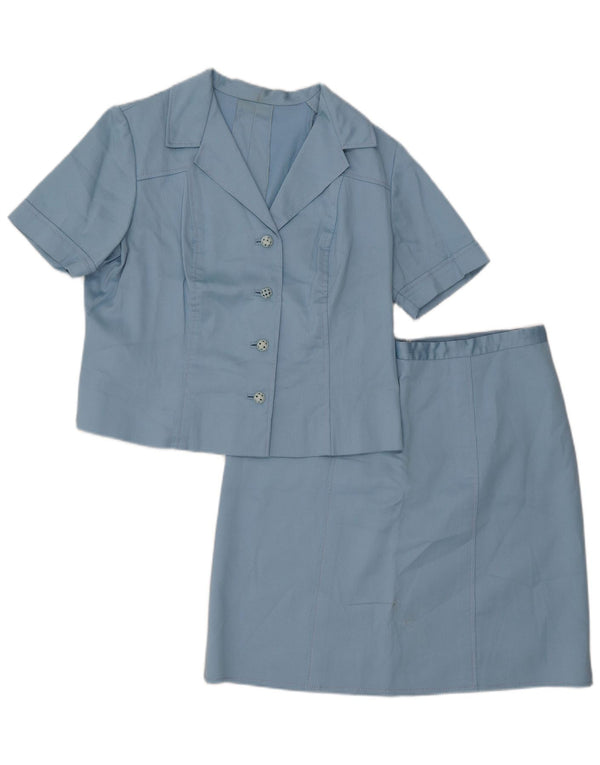 Set gonna vintage in 2 pezzi a maniche corte da donna UK 14 medio W33 a righe blu