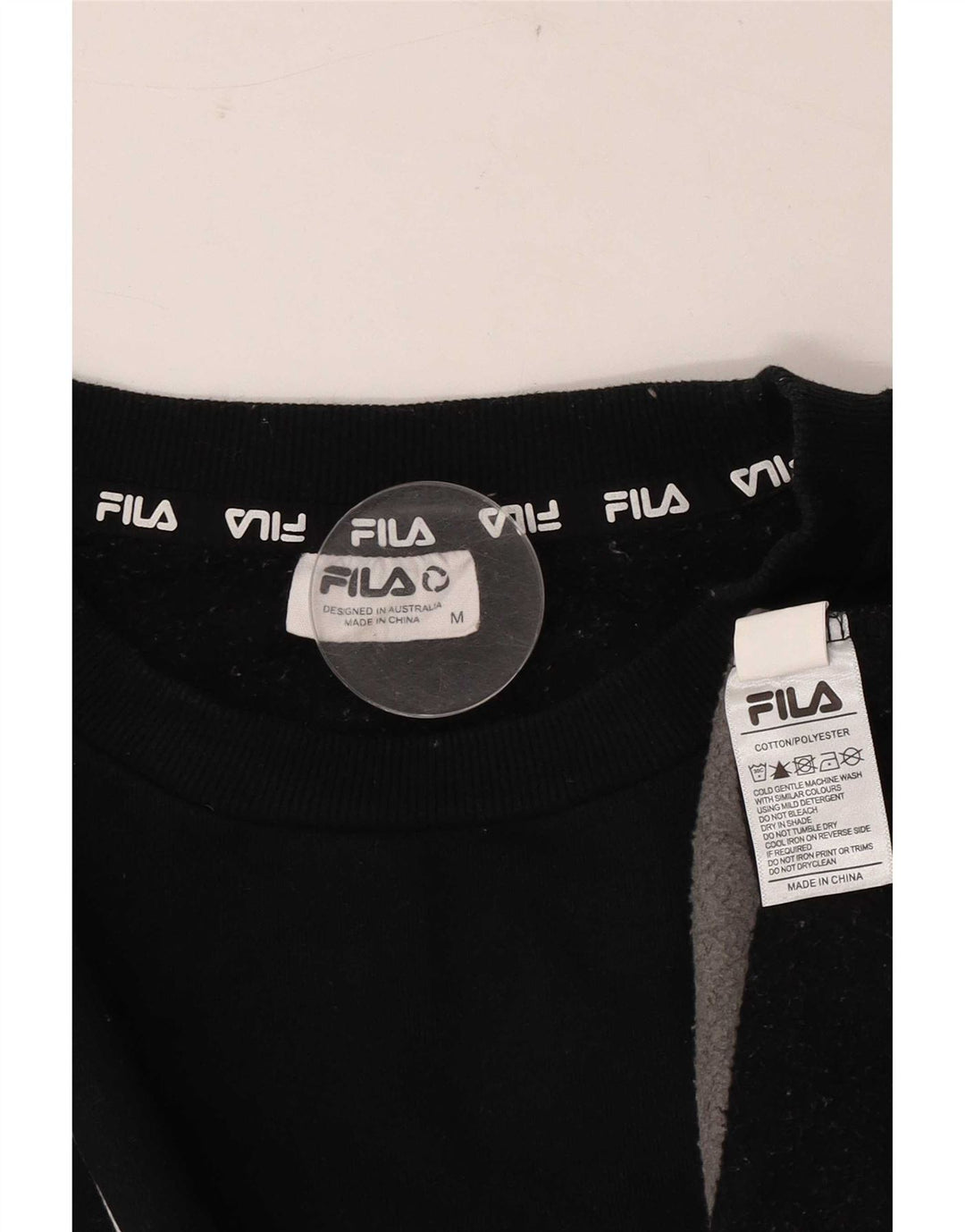 Fila Felpa grafica da uomo Maglione in cotone color block medio nero