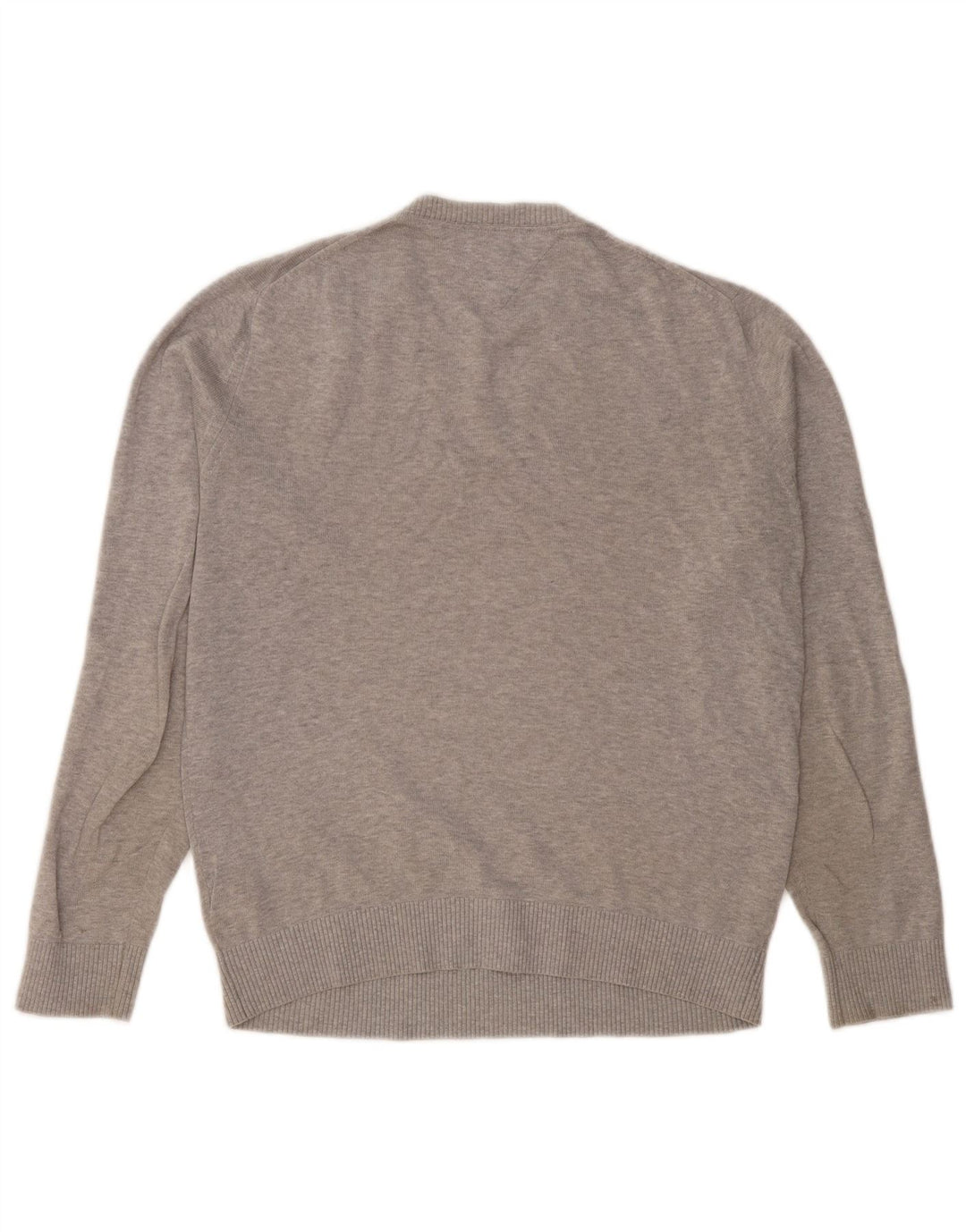 Maglione maglione con scollo a V da uomo Tommy Hilfiger in cotone grigio medio