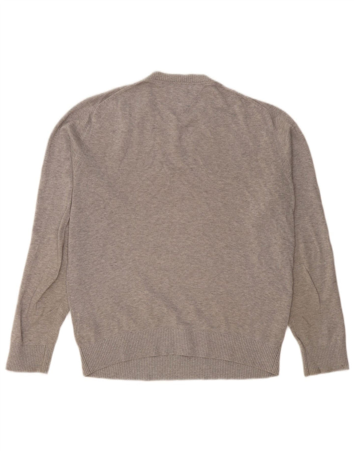 Maglione maglione con scollo a V da uomo Tommy Hilfiger in cotone grigio medio