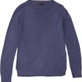 MARKS & SPENCER Womens Boat Neck Jumper Sweater UK 8 Small Blue Acrylic Vintage Marks & Spencer and Second-Hand Marks & Spencer from Messina Hembry 