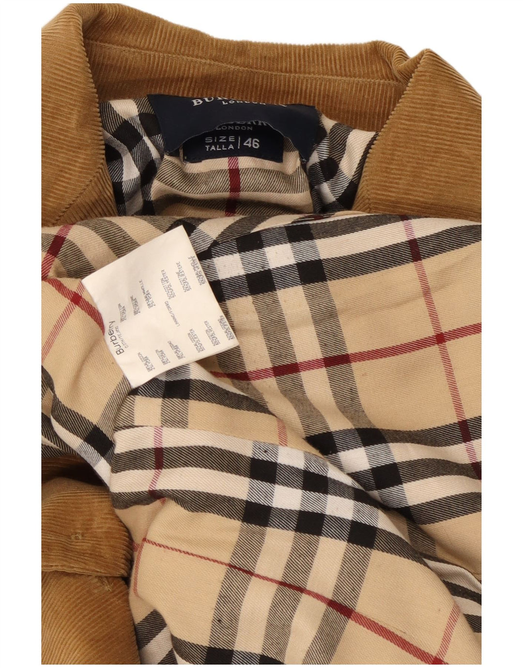 Giacca blazer da donna in velluto a coste a 3 bottoni Burberry IT 46 grande cotone marrone