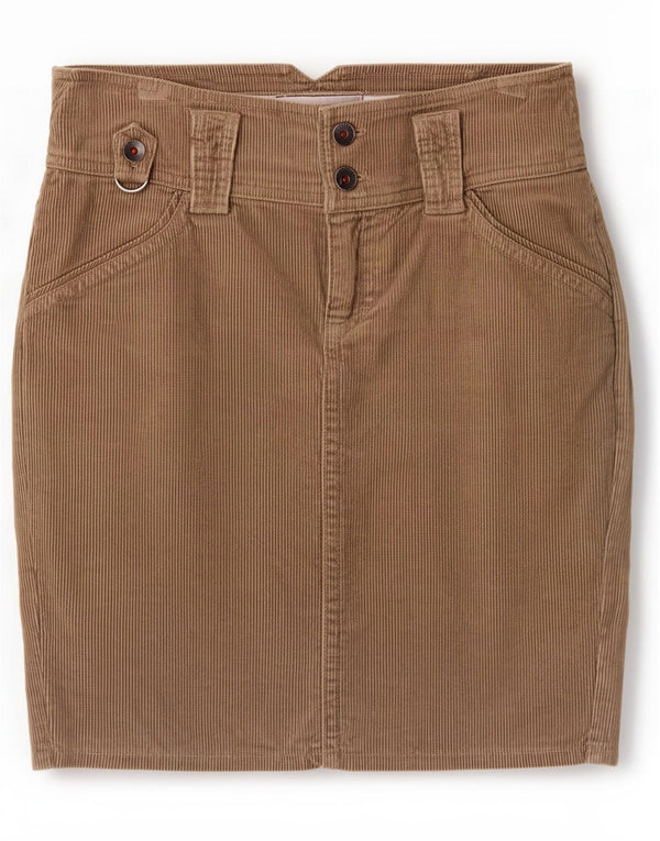 Benetton Minigonna da donna in velluto a coste IT 42 Media W30 Marrone Cotone