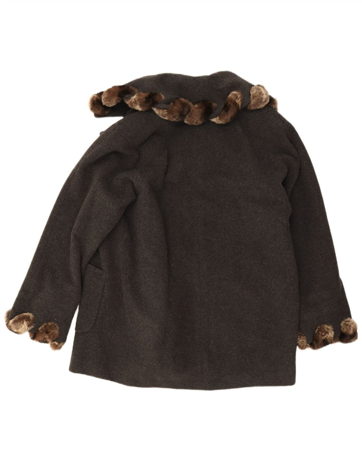 Soprabito oversize aperto da donna vintage IT 42 in lana grigio medio