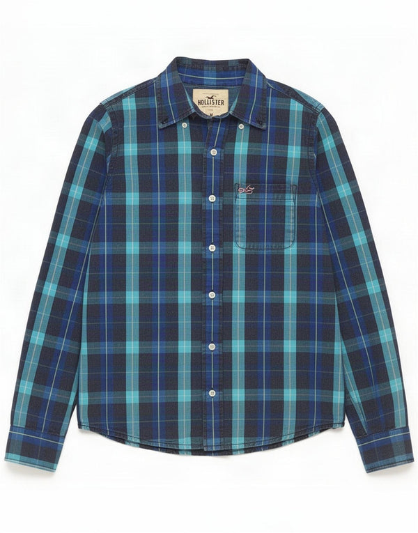 Hollister Mens Shirt Medium Blue Check Cotton