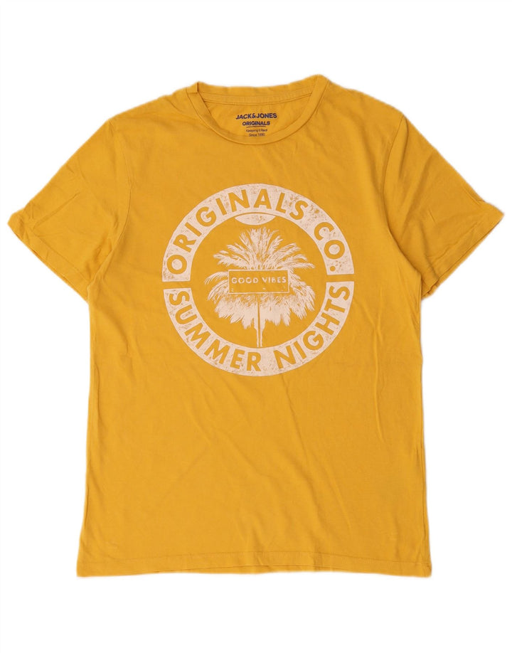 T-shirt grafica da uomo Jack & Jones Top piccola in cotone giallo