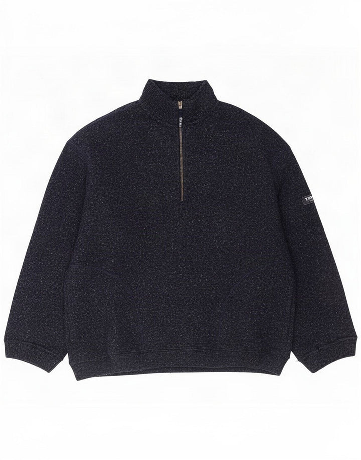 Maglione Colmar da uomo con zip e collo in lana screziata media blu navy