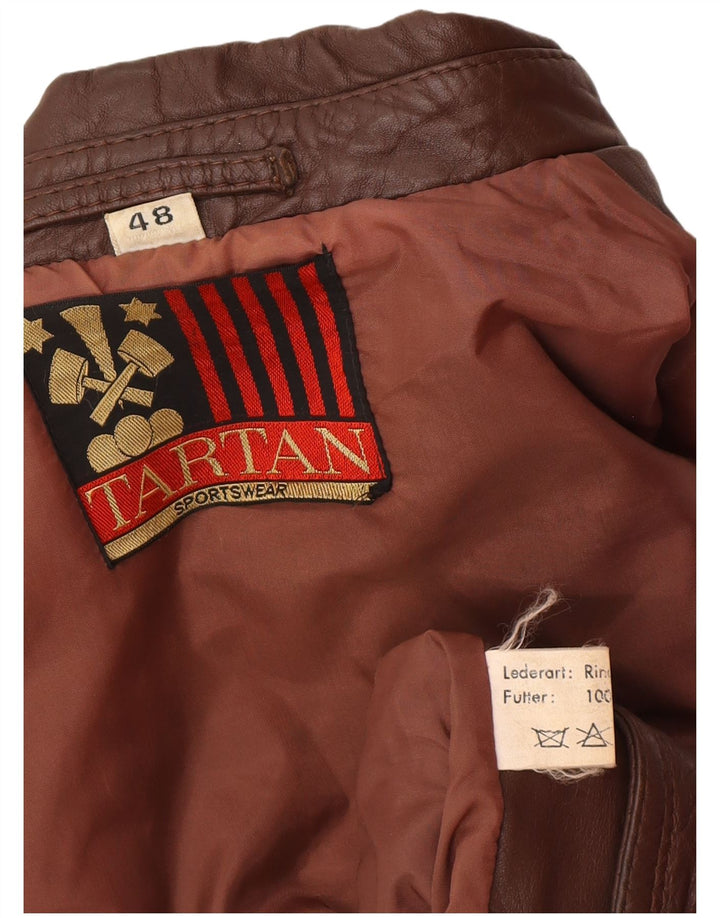 Giacca in pelle militare da uomo tartan IT 48 Pelle marrone medio