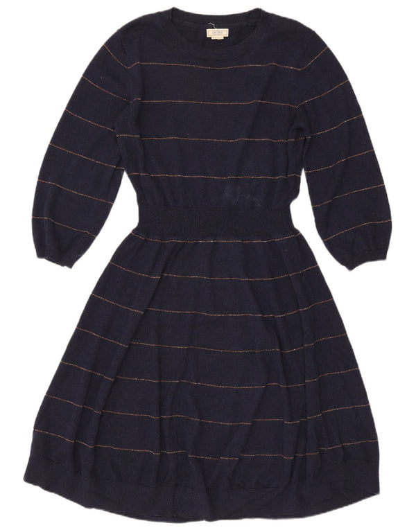 Abito a trapezio da donna con maniche a 3/4 Fat Face UK 12 Medio a righe blu navy