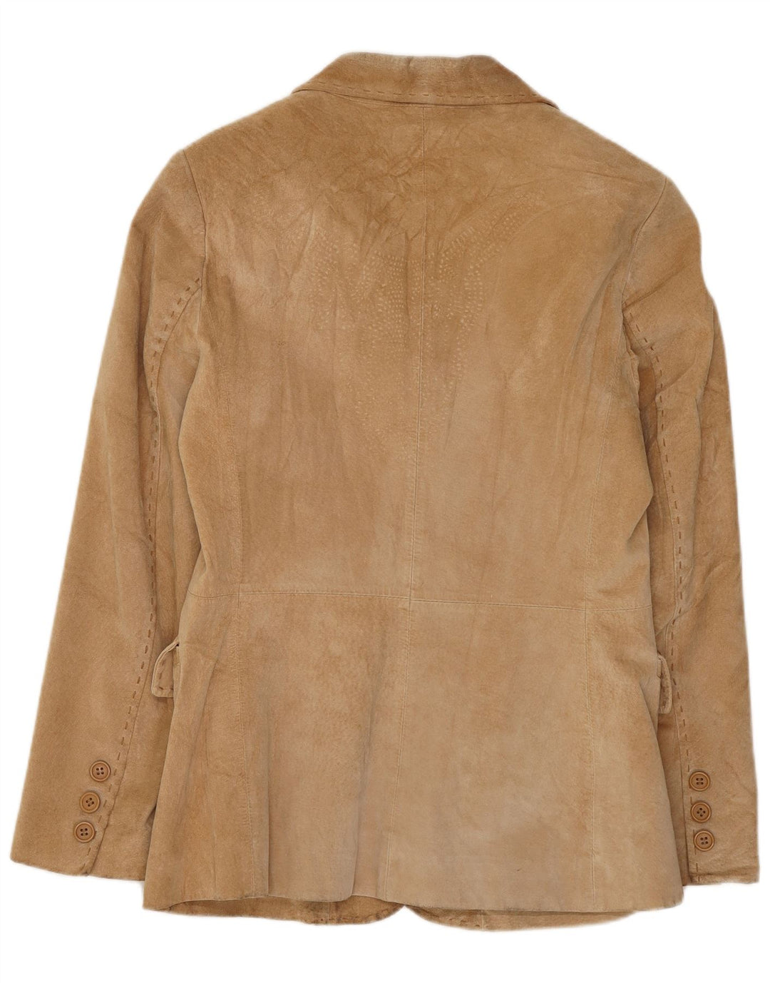 Giacca blazer in pelle scamosciata a 3 bottoni da donna Privilegi IT 44 in pelle marrone medio