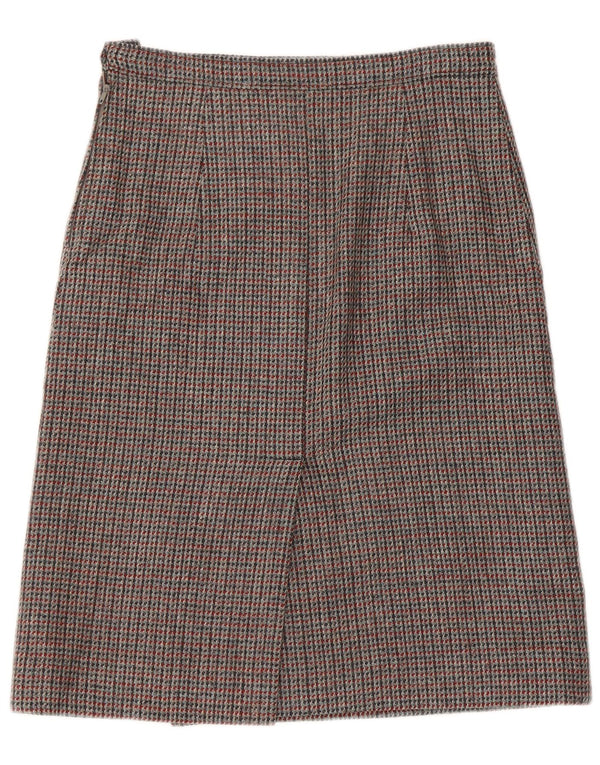 Gonna a trapezio da donna vintage W30 pied de poule grigio medio