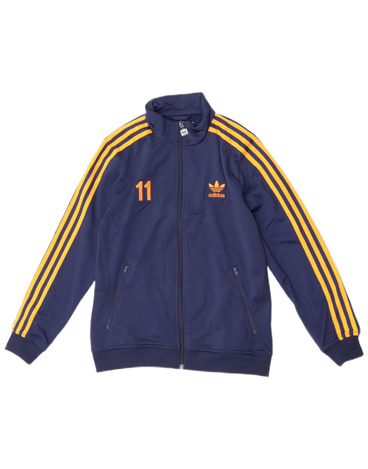 Giacca da ginnastica grafica da ragazzo Adidas 10-11 anni media blu navy