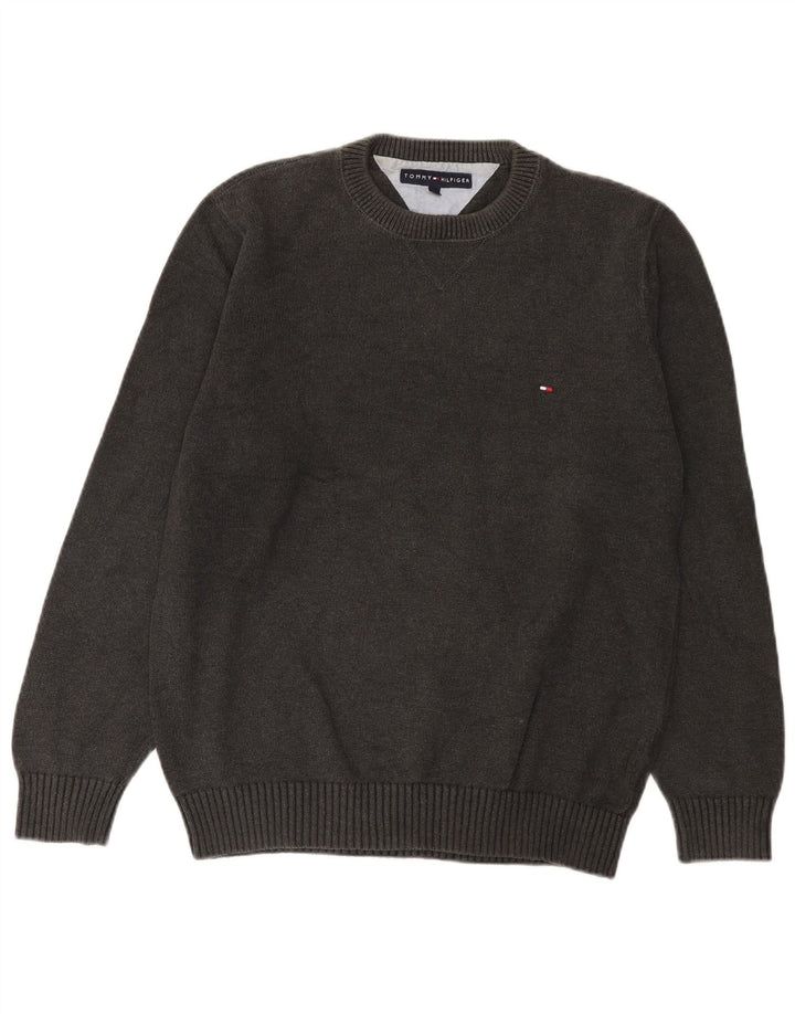 Maglione maglione girocollo da uomo Tommy Hilfiger in cotone grigio medio