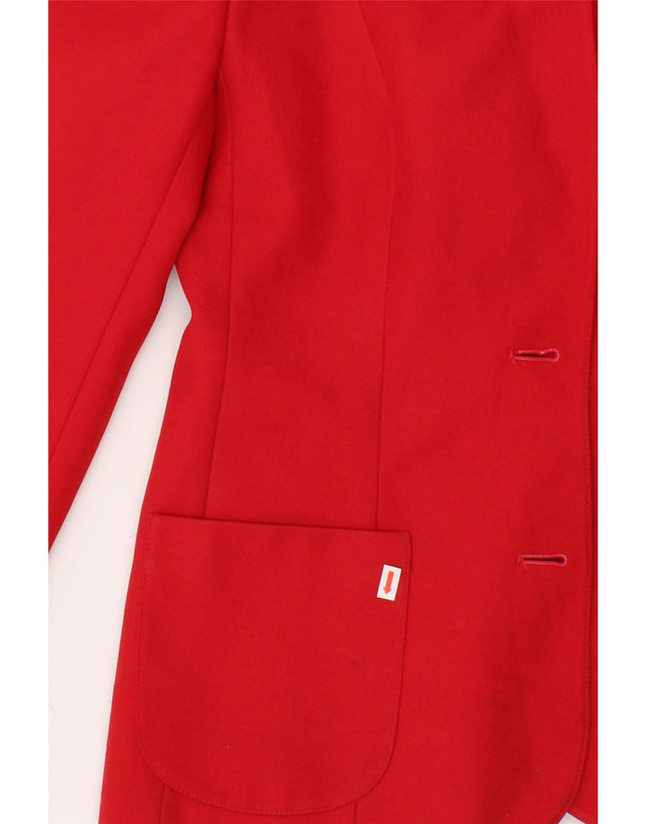 ST MICHAEL Womens 2 Button Blazer Jacket UK 12 Medium Red Polyester Vintage St Michael and Second-Hand St Michael from Messina Hembry 