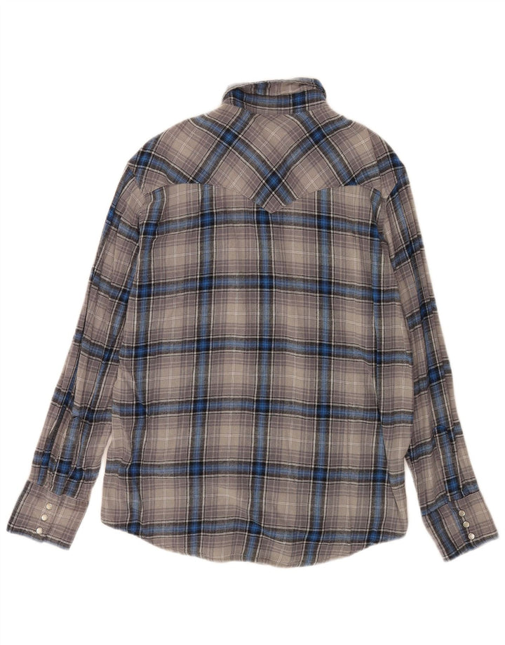 Camicia da uomo in flanella Wrangler, cotone a quadri grigi grandi