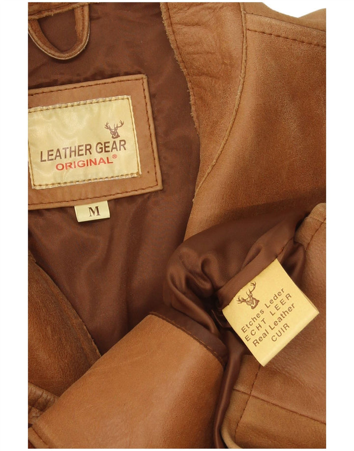 Giacca in pelle vintage da uomo UK 36 in pelle marrone medio