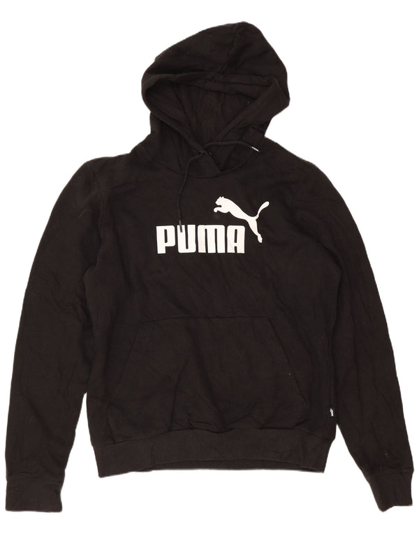 Felpa con cappuccio grafica da donna Puma UK 14 grande cotone nero