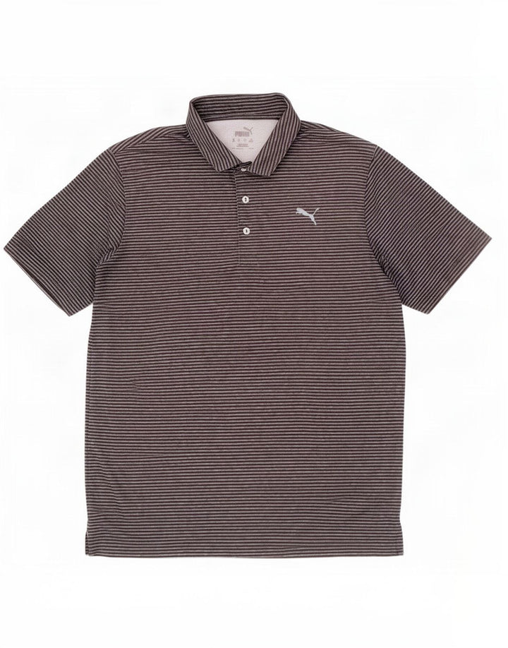 Polo Puma da uomo grande in poliestere gessato grigio