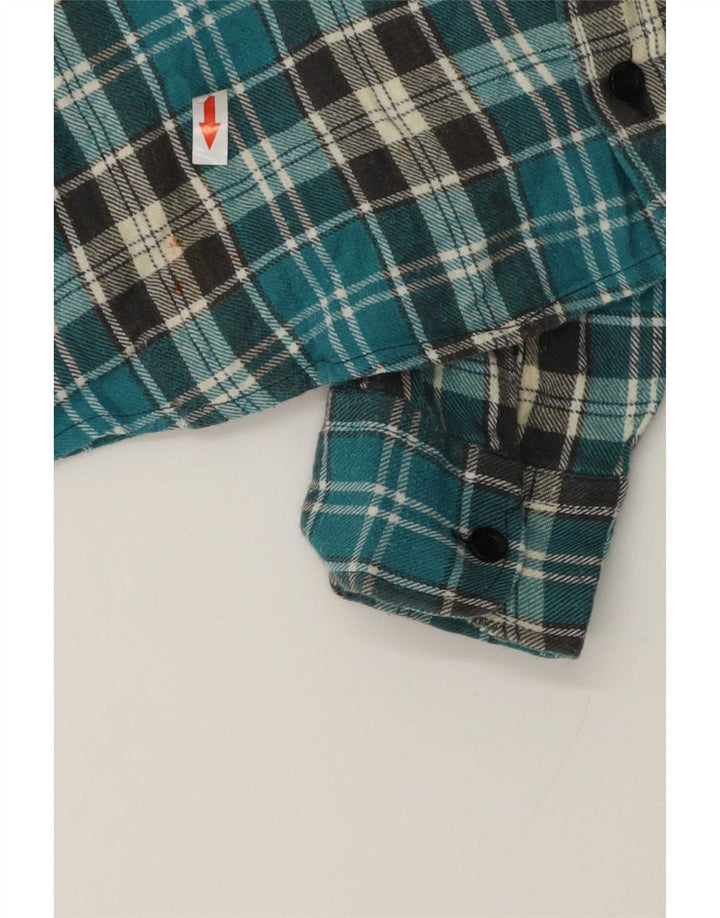Camicia da Uomo Vintage in Flanella Piccolo Quadri Blu Cotone