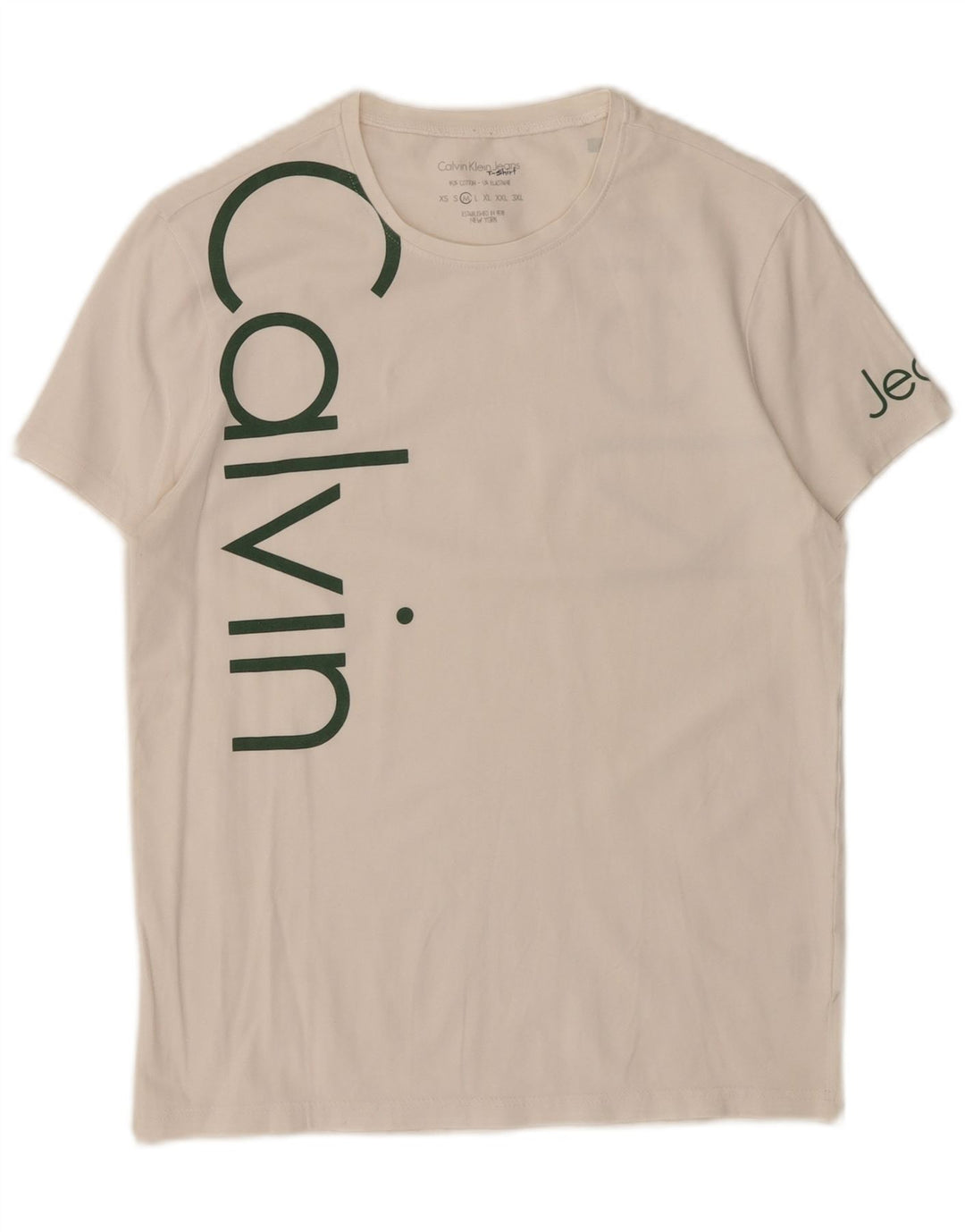 CALVIN KLEIN JEANS T-shirt grafica da donna Top UK 12 Cotone bianco medio