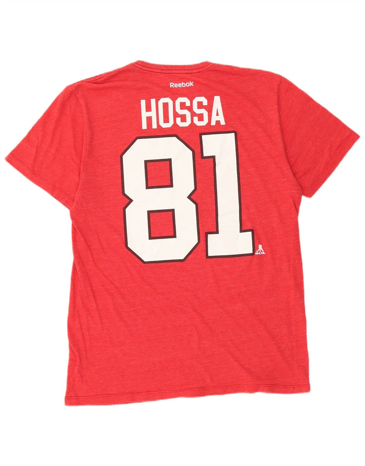 T-shirt grafica Reebok da uomo Chicago Blackhawks, grande, in poliestere rosso