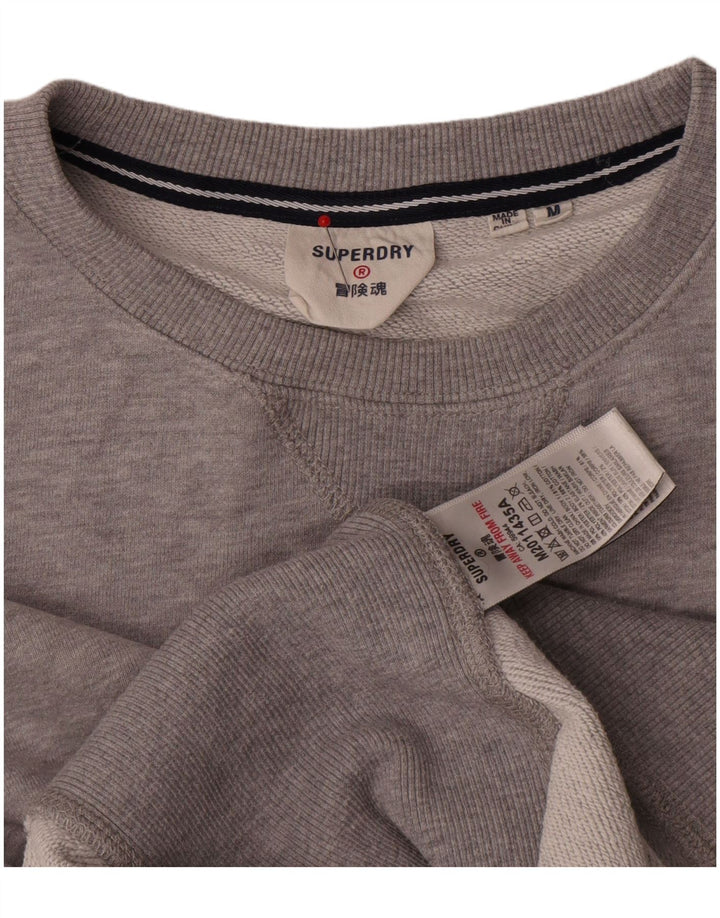 Felpa grafica da uomo Superdry Maglione in cotone chiazzato grigio medio