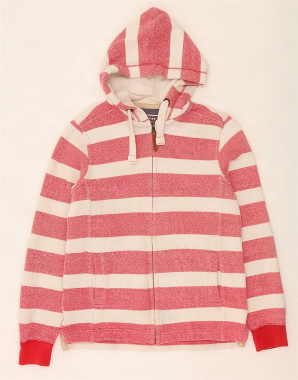 Fat Face Womens Oversized Zip Hoodie Sweater UK 10 Small Red Striped Cotton