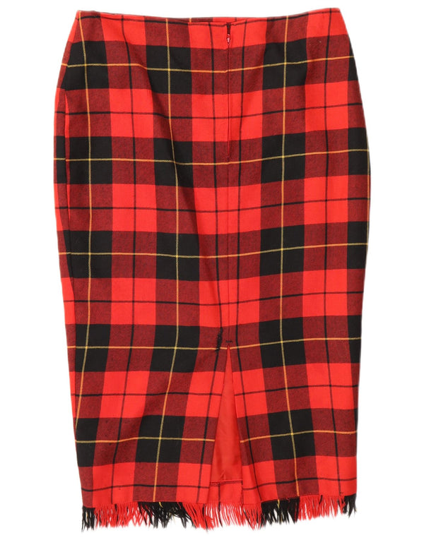 Gonna a tubino vintage da donna W30 a quadri rossi medi