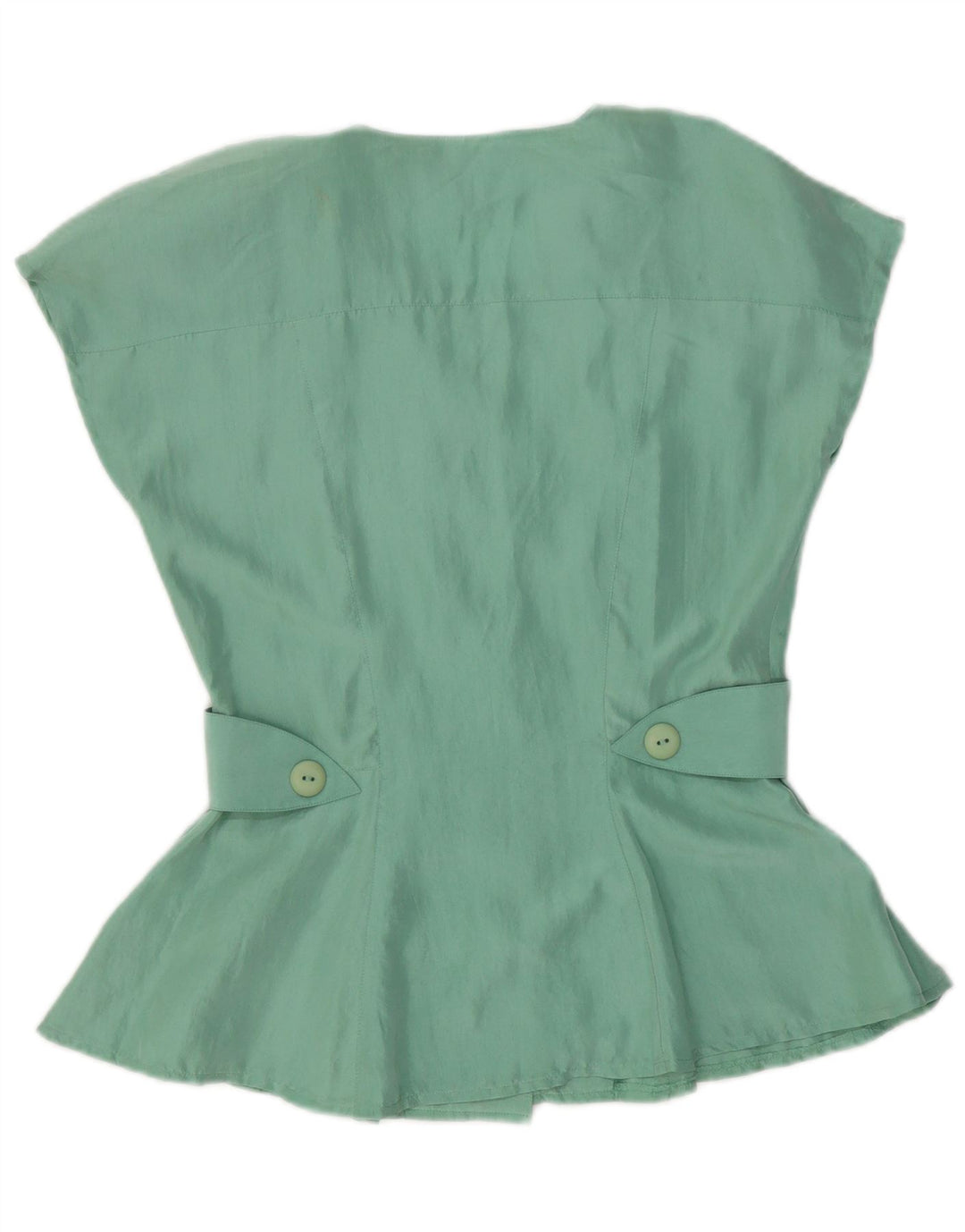 Camicia vintage da donna a maniche corte IT 42 Seta verde medio