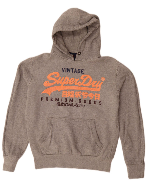 Felpa con cappuccio da uomo con vestibilità ampia grafica Superdry, piccolo cotone gessato grigio