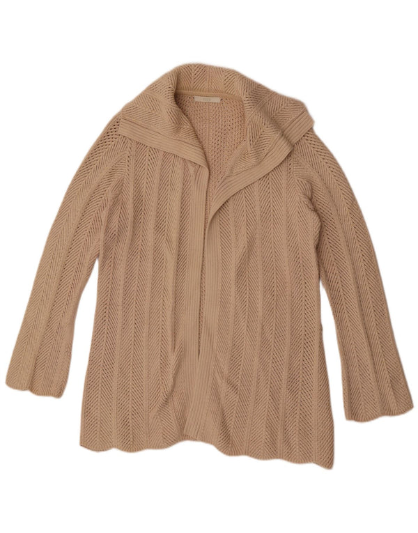 Maglione cardigan aperto lungo da donna Marks & Spencer UK 14 grande Beige
