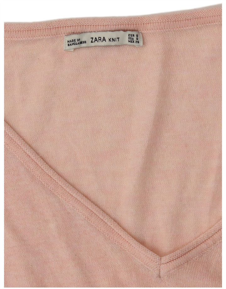 Maglione Zara da donna con scollo a V UK 10 piccolo rosa