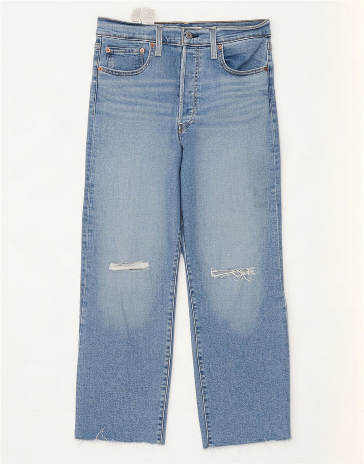 Jeans dritti effetto invecchiato da donna Levi's W30 L27 cotone blu