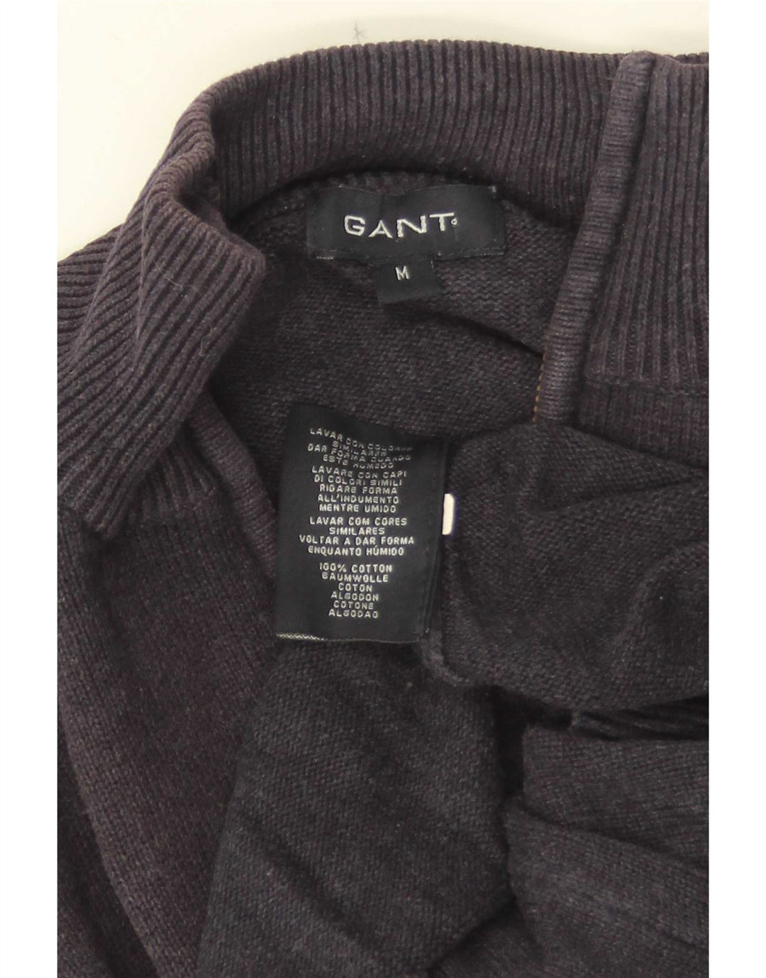 Gant Maglione da uomo con zip e collo in cotone medio blu navy screziato