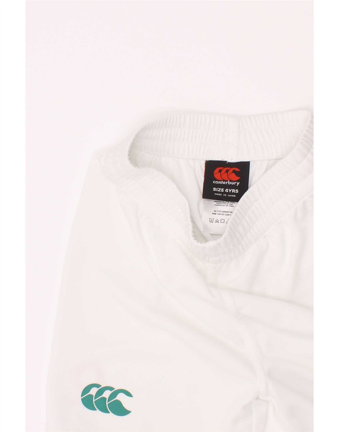 Pantaloncini sportivi con grafica IRFU da ragazzo Canterbury 3-4 anni in poliestere bianco