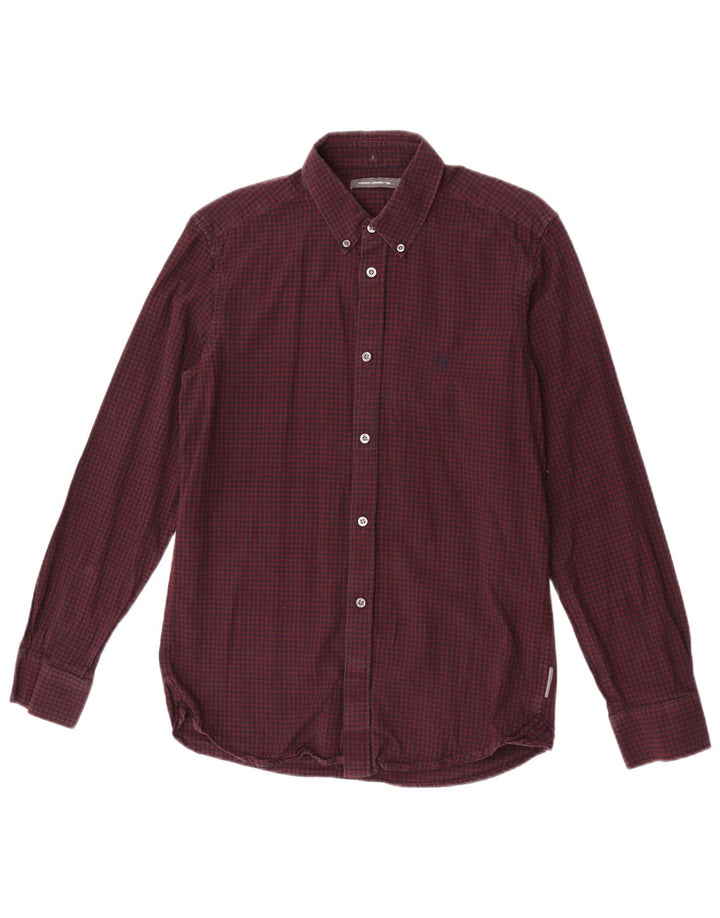 Camicia da uomo French Connection in cotone a quadretti bordeaux medio