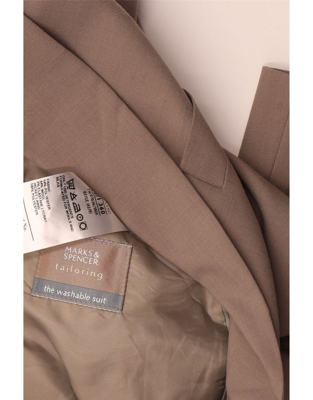 Giacca blazer a 2 bottoni da uomo Marks & Spencer UK 42 XL Poliestere beige
