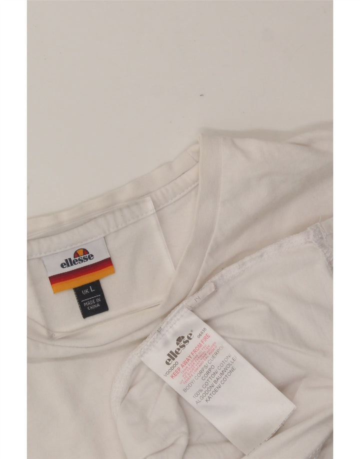 ELLESSE Mens Graphic T-Shirt Top Large White Cotton Vintage Ellesse and Second-Hand Ellesse from Messina Hembry 