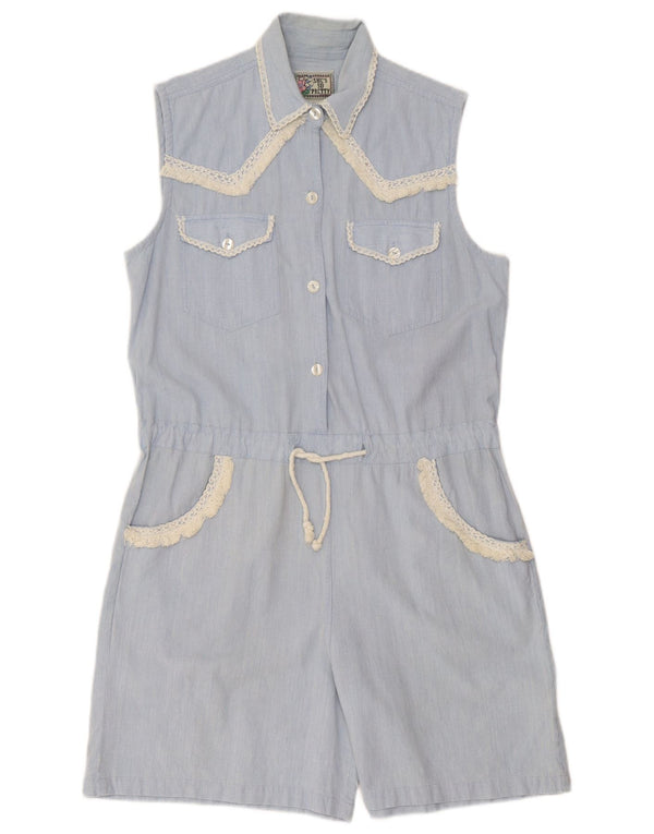 Tutina corta senza maniche da donna vintage UK 16 grande blu