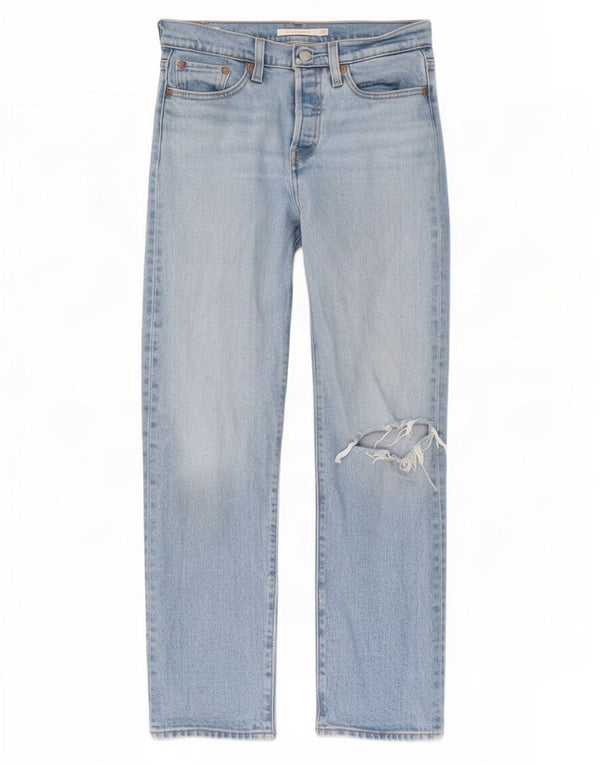 Jeans dritti invecchiati con zeppa da donna Levi's W25 L28 cotone blu