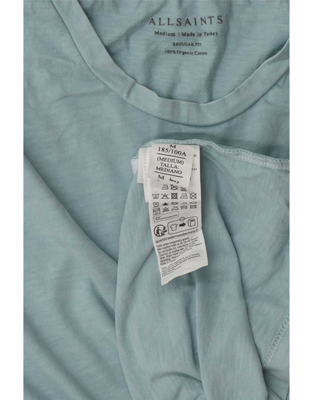 T-shirt da uomo con vestibilità regolare All Saints, in cotone blu medio